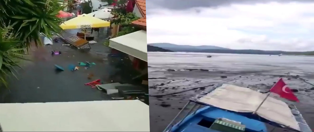 تسونامي جزئي يضرب سواحل تركيا (فيديو)