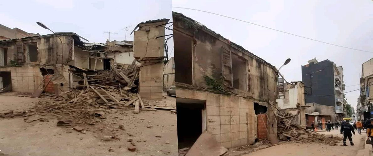 سكيكدة : انهيار بناية مهجورة بوسط المدينة 